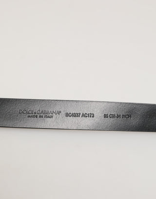 Dolce & Gabbana Black Leather Studded Silver-Tone Buckle Belt