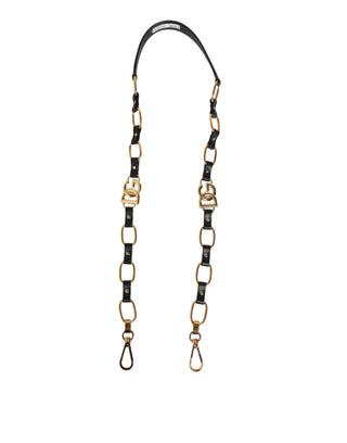 Dolce & Gabbana Black Leather Gold Chain Bag Accessory Shoulder Strap