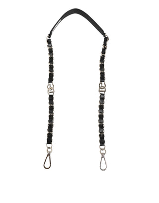 Dolce & Gabbana Black Leather Silver Chain Bag Accessory Shoulder Strap