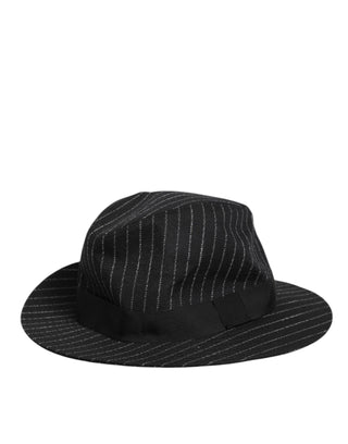 Dolce & Gabbana Black Striped Virgin Wool Men Fedora Capello Hat