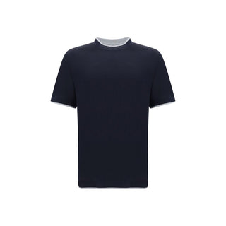Brunello Cucinelli Blue Cotton T-Shirt