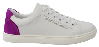 Dolce & Gabbana White Suede Leather Low Top Sneakers Shoes