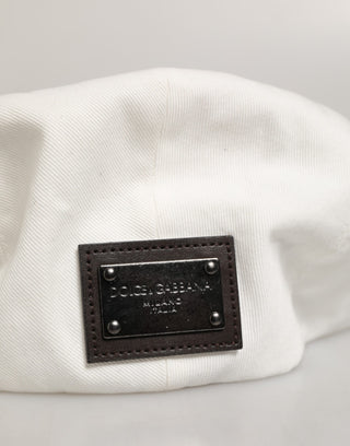Dolce & Gabbana White Cotton Newsboy Cloth Capello Men Cap Hat