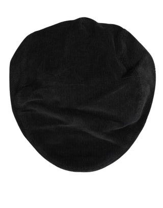 Dolce & Gabbana Black Cotton DG Logo Newsboy Cloth Capello Hat