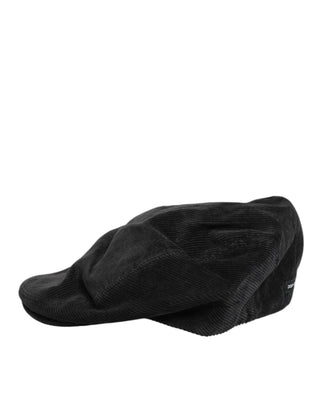 Dolce & Gabbana Black Cotton DG Logo Newsboy Cloth Capello Hat