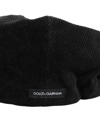 Dolce & Gabbana Black Cotton DG Logo Newsboy Cloth Capello Hat