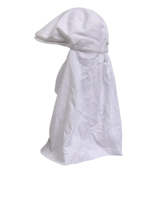 Dolce & Gabbana White Cotton DG Logo Plaque Baseball Balaclava Hat