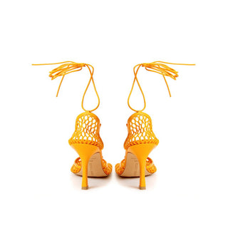 Bottega Veneta Orange Fabric And Leather High Heel Pumps