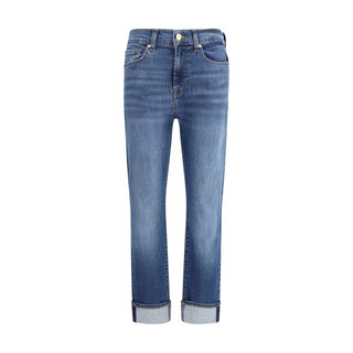 7FOR Blue Cotton Relaxed Fit Jeans