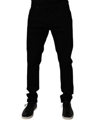 Dolce & Gabbana Black Cotton Stretch Skinny Men Denim Jeans