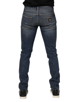 Dolce & Gabbana Blue Washed Cotton Skinny Men Denim Jeans
