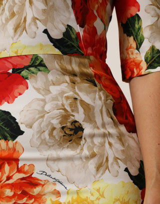 Dolce & Gabbana Multicolor Floral Print Viscose Sheath Dress