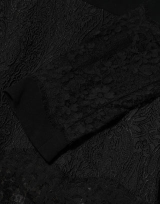 Dolce & Gabbana Black Floral Lace Trim Sheath A-line Dress