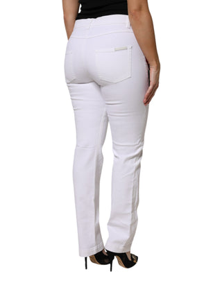 Dolce & Gabbana White GIRLY Floral Embroidery Denim Jeans