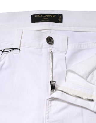 Dolce & Gabbana White GIRLY Floral Embroidery Denim Jeans