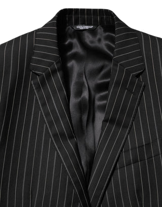 Dolce & Gabbana Black Stripes MARTINI 1 Button Suit Blazer