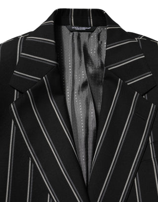 Dolce & Gabbana Black Stripes SICILIA 1 Button Suit Blazer