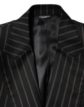 Dolce & Gabbana Black Stripes SICILIA 1 Button Suit Blazer