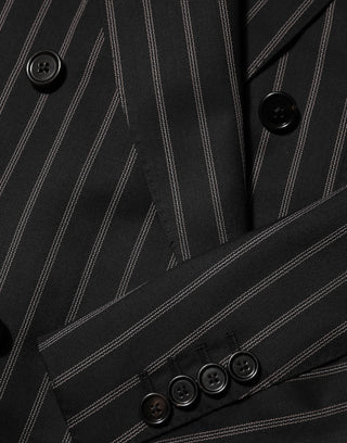 Dolce & Gabbana Black Stripes SICILIA 1 Button Suit Blazer