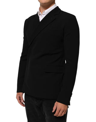 Dolce & Gabbana Black Wool Double Breasted Men Jacket Blazer