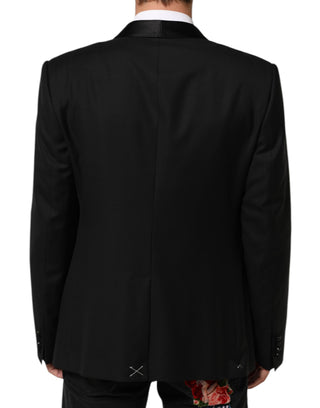 Dolce & Gabbana Black Wool GOLD 1 Button Men Suit Blazer