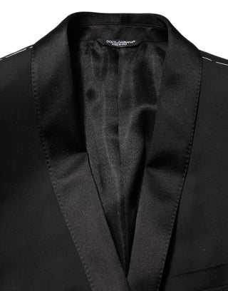 Dolce & Gabbana Black Wool GOLD 1 Button Men Suit Blazer