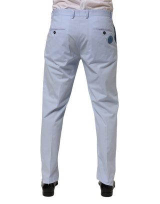 Dolce & Gabbana Light Blue Cotton Stretch Tapered Men Trouser Pants