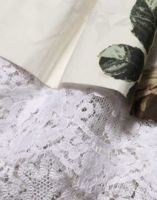 Dolce & Gabbana White Floral Lace Off Shoulder Mini Dress