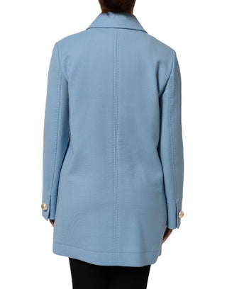 Dolce & Gabbana Blue Buttoned Down Trench Coat Jacket