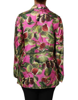 Dolce & Gabbana Hot Pink Fig Printed Silk Shirt Blouse Top