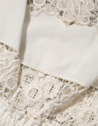 Dolce & Gabbana White Poplin Openwork Embroidery Tank Top