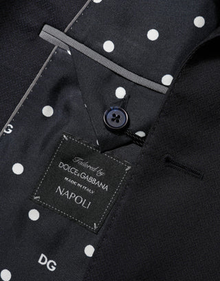 Dolce & Gabbana Black Wool NAPOLI 2 Button Men Suit Blazer