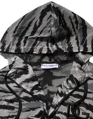 Dolce & Gabbana Gray Camouflage Hooded Sweatshirt Jacket