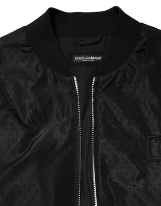 Dolce & Gabbana Black Acetate Full Zip Bomber Men Jacket