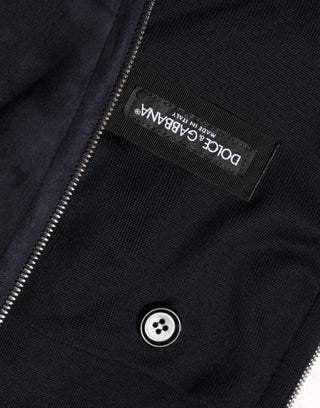 Dolce & Gabbana Black Leather Full Zip Hooded Blouson Jacket