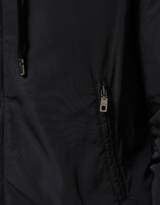 Dolce & Gabbana Blue Logo Tape Hooded Full Zip Bomber Jacket