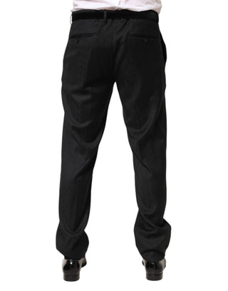 Dolce & Gabbana Black Wool Mid Waist Dress Men Trouser Pants