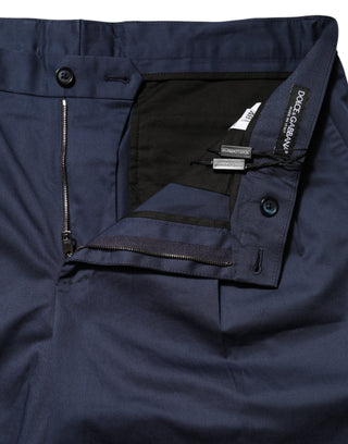 Dolce & Gabbana Blue Cotton Stretch Mid Waist Bermuda Shorts
