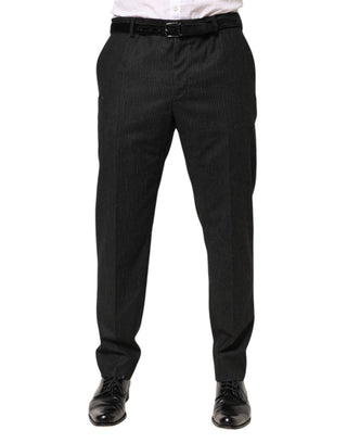 Dolce & Gabbana Black Cotton Mid Waist Dress Trouser Pants