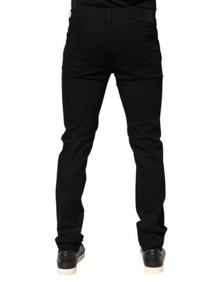 Dolce & Gabbana Black Cotton Mid Waist Skinny Men Denim Jeans
