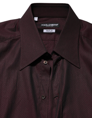 Dolce & Gabbana Violet GOLD Cotton Collared Dress Formal Shirt