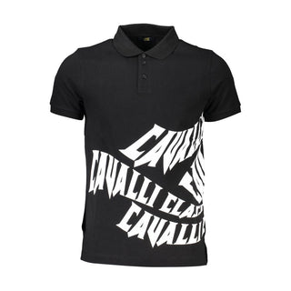 Cavalli Class Black Cotton Polo Shirt