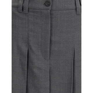 Brunello Cucinelli Gray Polyester Long Skirt