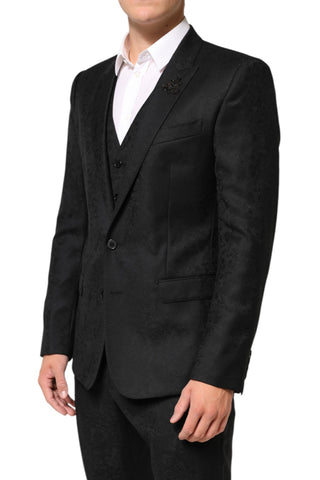 Dolce & Gabbana Black MARTINI 2 Buttons Suit 3 Piece Suit