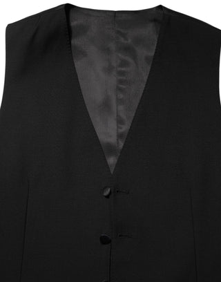 Dolce & Gabbana Black Wool Dress Formal Men Waistcoat Vest