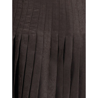 Burberry Brown Silk Midi Skirt