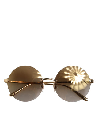 Dolce & Gabbana DG2228 Gold Plated Round Lenses Shades Eyewear Sunglasses