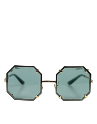Dolce & Gabbana DG2216 Gold Square Frame Green Lens Shades Sunglasses