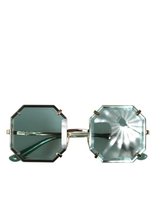 Dolce & Gabbana DG2216 Gold Square Frame Green Lens Shades Sunglasses