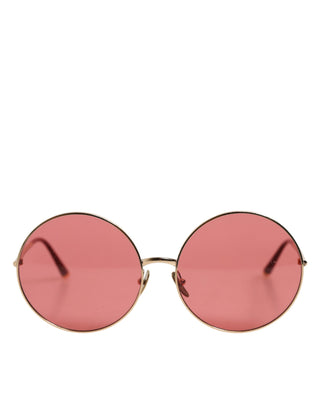 Dolce & Gabbana Pink Gold Metal Round Shades Eyewear Sunglasses